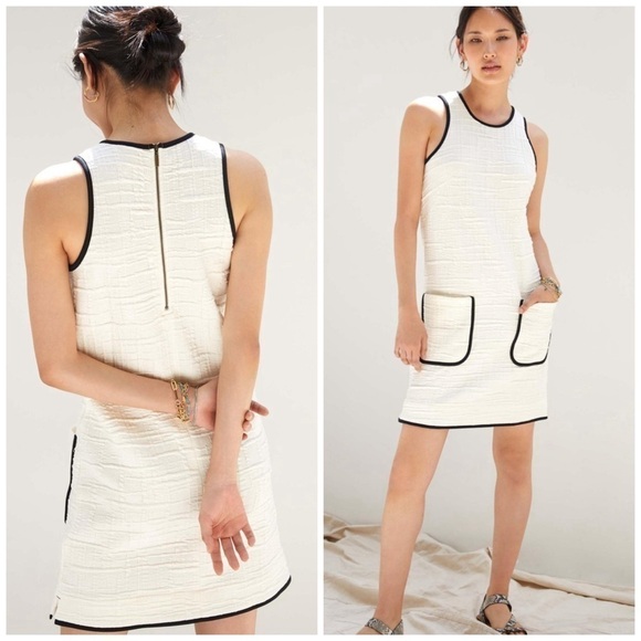 Anthropologie Dresses & Skirts - Anthropologie Maeve Patch Pocket Mini Dress White Black Size Small
